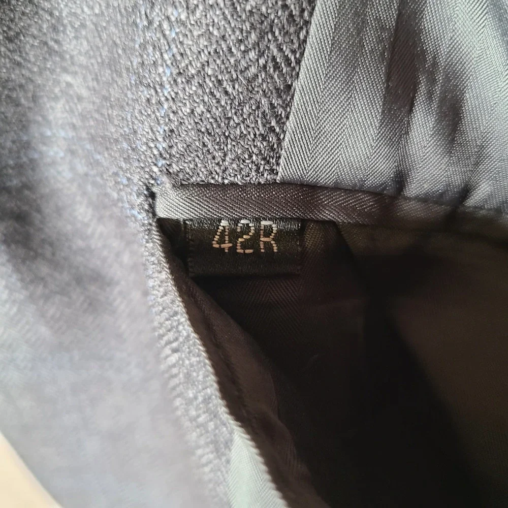 Vintage Calvin America‎ Jacket Mens 42R Gray Blue Plaid Blazer Wool Super 100s